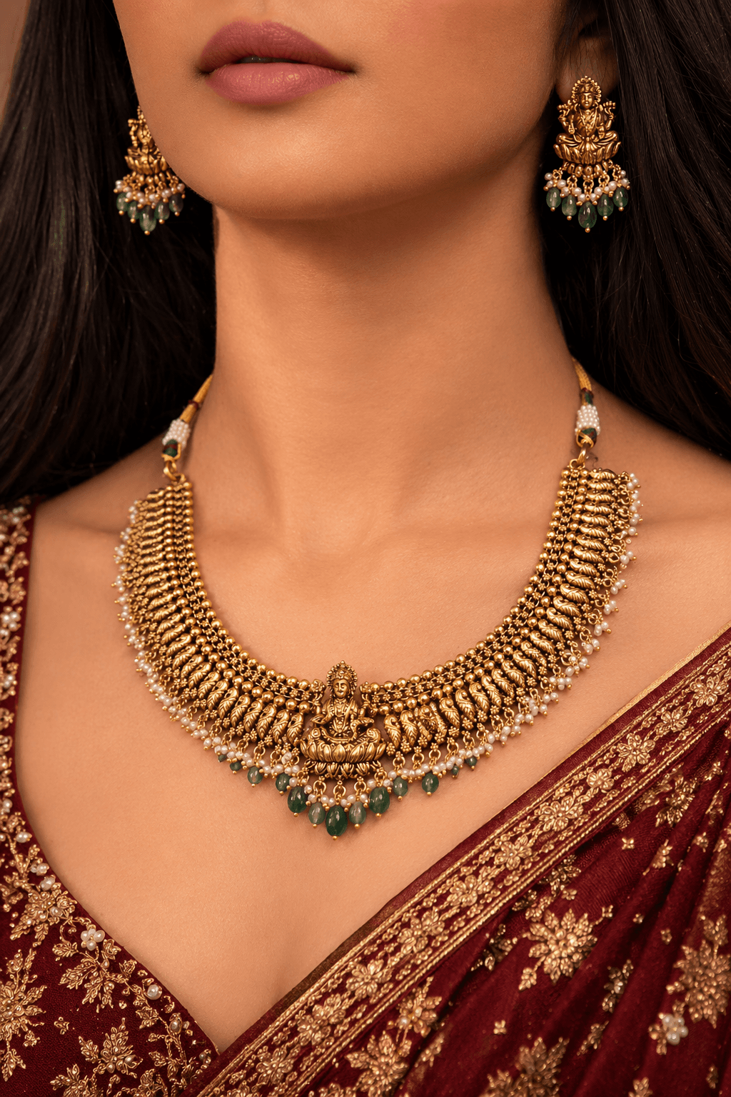 Lakshmi gutha pusa neclace + Ear rings
